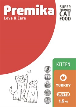 Premika Kitten Turkey (Индейка) 36/19 - 1,5кг - фото 12040