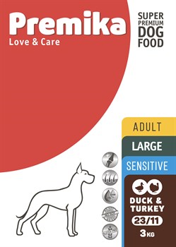 Premika Adult Large Sensitive Duck & Turkey (Утка + Индейка) 23/11 - фото 12028