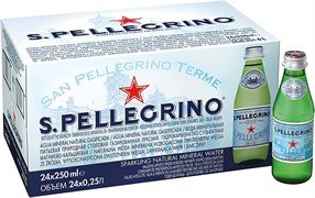 Вода минеральная природная питьевая лечебно-столовая газированная "S.Pellegrino" (С.Пеллегрино) 0,25 л (стекло)* 24 бутылок